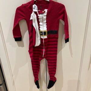 Petit Lem Santa Claus Kids Pajama - Red and Black 18m